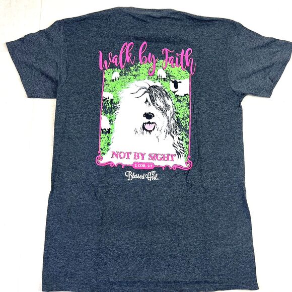 Blessed Girl "Walk by Faith Not By Sight 2 Cor 5:7' Gray Womens T-Shirt Size S - Picture 7 of 8